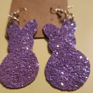 Sparkling Purple Bunny Earrings
